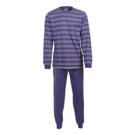 MEQ MEQ Heren Pyjama - Pyjama Set - Katoen - Gestreept - Blauw