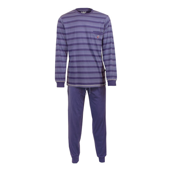 Merkloos M.E.Q. - Heren Pyjama - Gestreept - Blauw