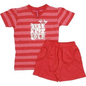  AnnaRebella Meisjes Shortama - 100% Katoen - Rood