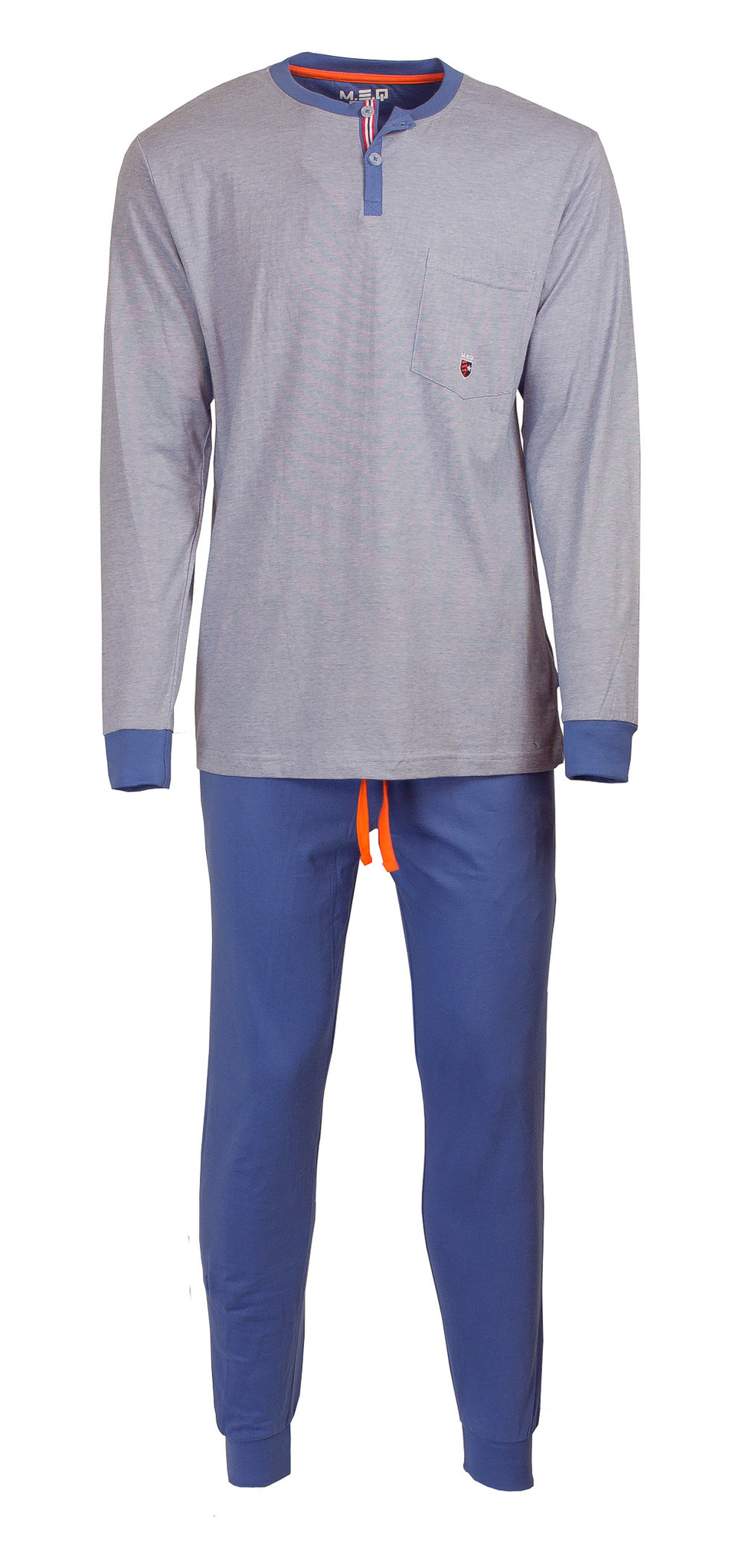 Zegevieren verlies ui M.E.Q. Heren pyjama licht blauw streepje MEPYH1809A | Pyjamaonline