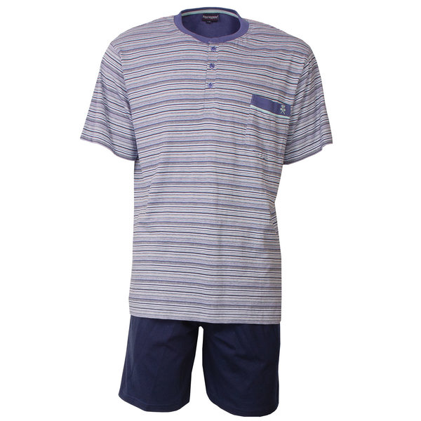 Paul Hopkins Paul Hopkins Heren Shortama - 100% Katoen - Gestreept - Blauw