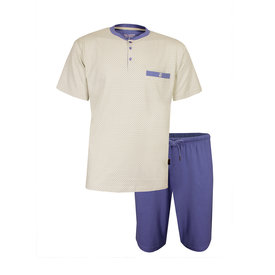 Paul Hopkins Paul Hopkins Heren Shortama - Pyjama Set - Beige/Blauw