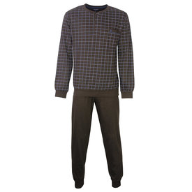Paul Hopkins Paul Hopkins Heren Pyjama - Geprint Ruit - Katoen - Bruin