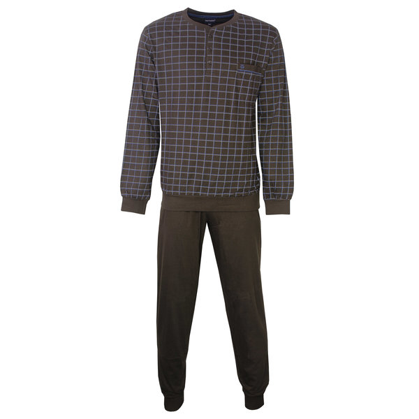 Paul Hopkins Paul Hopkins Heren Pyjama - Geprint Ruit - Katoen - Bruin
