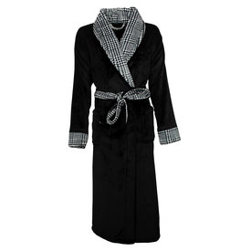 Medaillon Medaillon Dames Badjas - Kamerjas - Fleece - Zwart