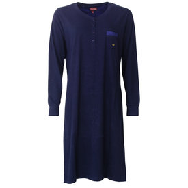 Medaillon Medaillon Dames Nachthemd - 100% Katoen - Donker Blauw