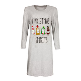 Temptation Temptation Dames Nachthemd - Lange Mouwen - Kerst - Grijs
