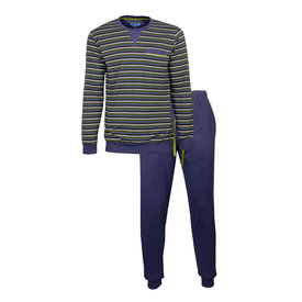 MEQ MEQ Heren Pyjama - Ronde Hals - 100% Katoen - Blauw