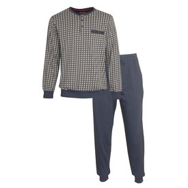 Paul Hopkins Paul Hopkins Heren Pyjama - 100% Gekamde Katoen - Blauw/Bruin