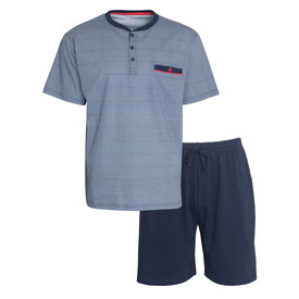 Paul Hopkins Paul Hopkins Heren Shortama - Pyjama Set - Met Knopen - Blauw
