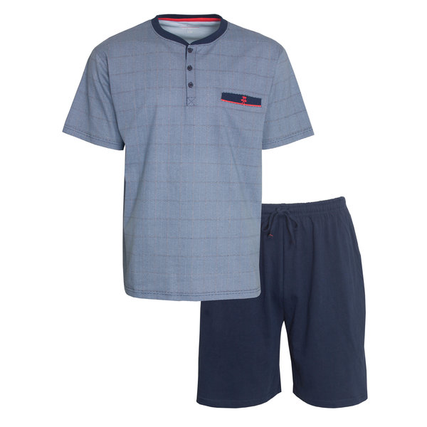 Paul Hopkins Paul Hopkins Heren Shortama - Pyjama Set - Met Knopen - Blauw