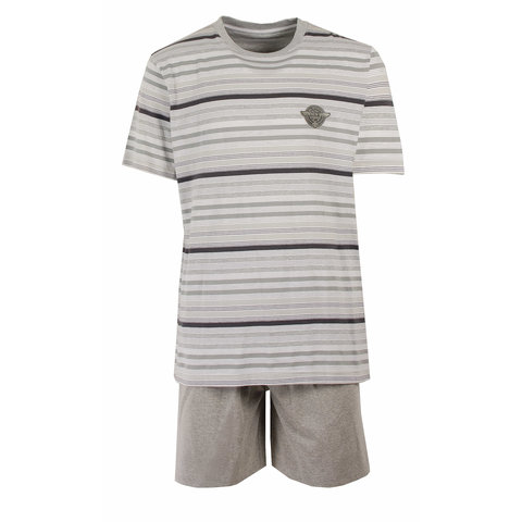MEQ Heren Shortama - Pyjama Set - 100% Katoen - Grijs
