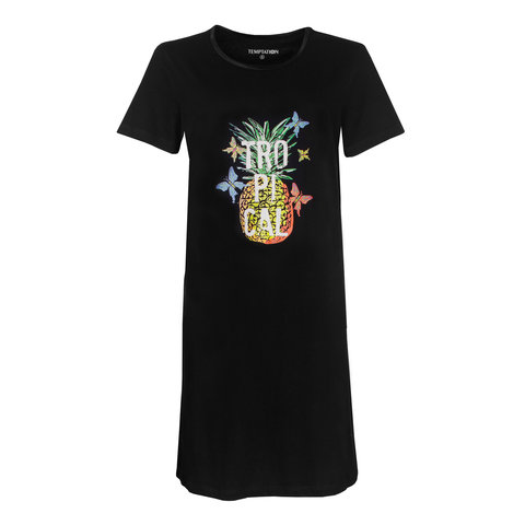 Temptation Dames Nachthemd - Bigshirt- Zwart