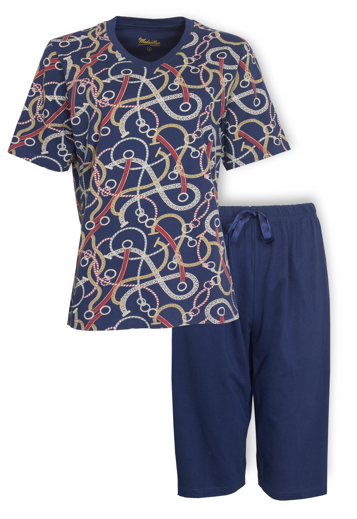 Vegetatie Vertolking replica Medaillon Dames drie kwart Pyjama Blauw MEPYD1002A | Pyjamaonline