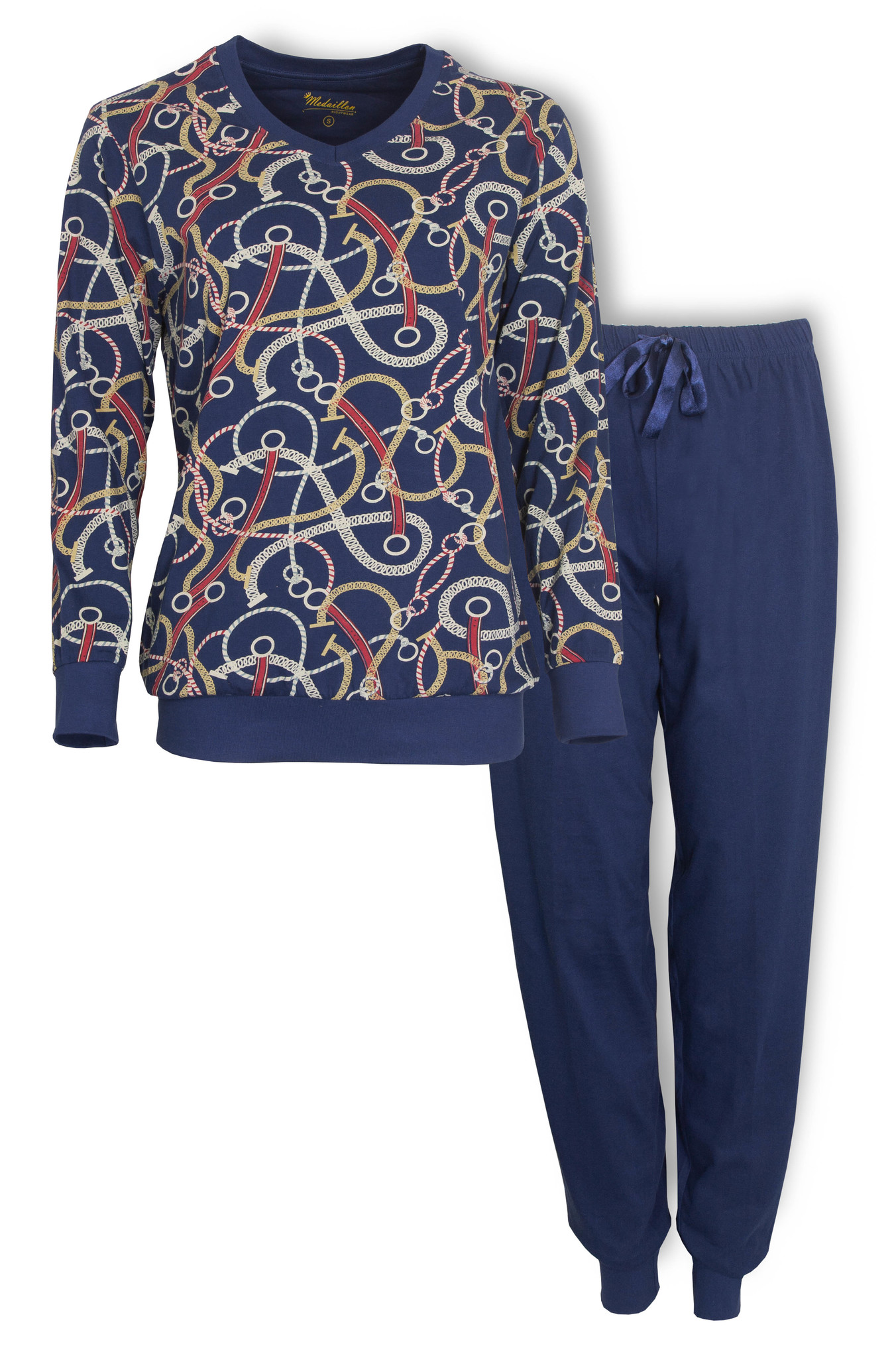 Mompelen embargo koffer Medaillon Dames Pyjama Blauw MEPYD1003A | Pyjamaonline