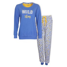 Irresistible Irresistible Dames Pyjama - Katoen - Ronde Hals - Blauw