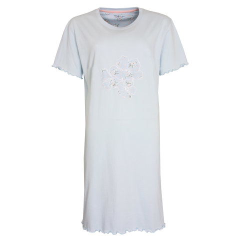 Tenderness Dames Nachthemd - Korte Mouwen - Licht Blauw
