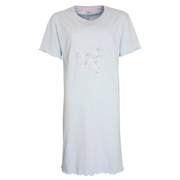 Tenderness Tenderness Dames Nachthemd - Korte Mouwen - Licht Blauw