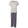 Medaillon dames pyjama - Katoen - wit/grijs-paars