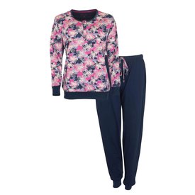 Medaillon Medaillon Dames Pyjama - Polo Sluiting - Katoen - Blauw