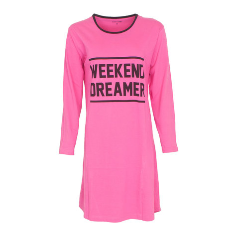 Tempation Dames Nachthemd - Bigshirt - Katoen - Roze