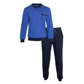Paul Hopkins Paul Hopkins Heren Pyjama - 100% Katoen - Polo Sluiting - Blauw