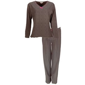 Irresistible Irresistible Dames Pyjama - V Hals - Lange Mouwen - Bruin