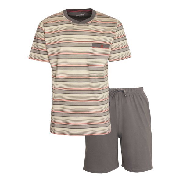 Paul Hopkins Paul Hopkins Heren Shortama - Pyjama Set - Gestreept - Grijs