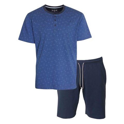 MEQ Heren Shortama - Pyjama Set - 100% Katoen - Blauw