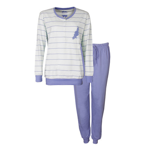 Medaillon Dames Pyjama - Katoen - Licht Blauw