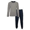 MEQ Heren Pyjama - 100% Katoen - Polo Sluiting - Blauw