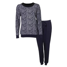 Medaillon Medaillon Dames Pyjama - Katoen - Ronde Hals - Blauw