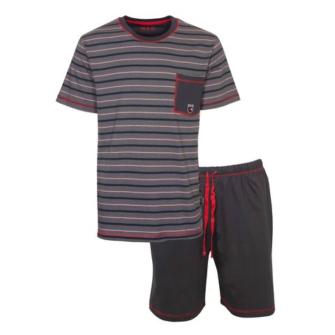 MEQ Heren Shortama - Pyjama Set - 100% Katoen - Blauw