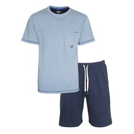 MEQ MEQ Heren Shortama - Pyjama Set - 100% Katoen - Licht Blauw