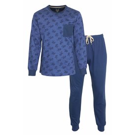 MEQ MEQ Heren Pyjama - Nachtkleding - 100% Katoen - Blauw