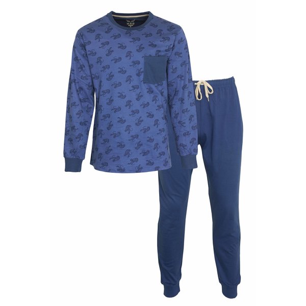 Merkloos M.E.Q. - Heren Pyjama - Blauw