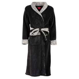 Medaillon Medaillon Dames Badjas - Sjaalkraag - Fleece - Grijs