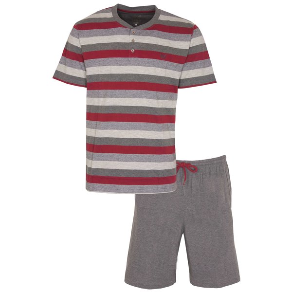 MEQ MEQ Heren Shortama - Pyjama Set - Gestreept - Grijs