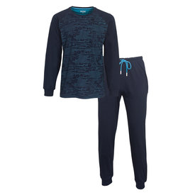 MEQ MEQ Heren Pyjama - Pyjama Set - 100% Gekamde Katoen - Blauw
