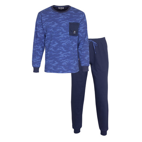 M.E.Q. - Heren Pyjama - 100% Katoen - Blauw