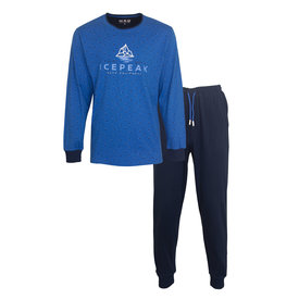 MEQ MEQ Heren Pyjama - 100% Gekamde Katoen - Ronde Hals - Blauw