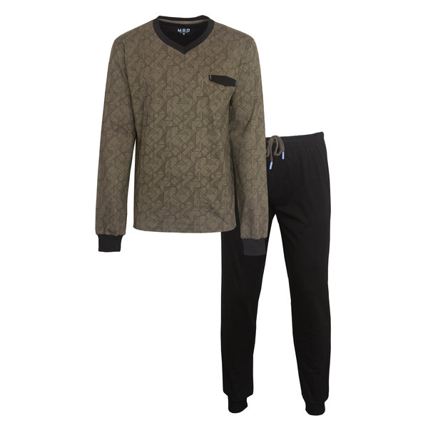 MEQ MEQ Heren Pyjama - Pyjama Set - 100% Katoen - Leger Groen
