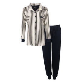 Medaillon Medaillon Dames Pyjama - Doorknoop - Katoen - Wit
