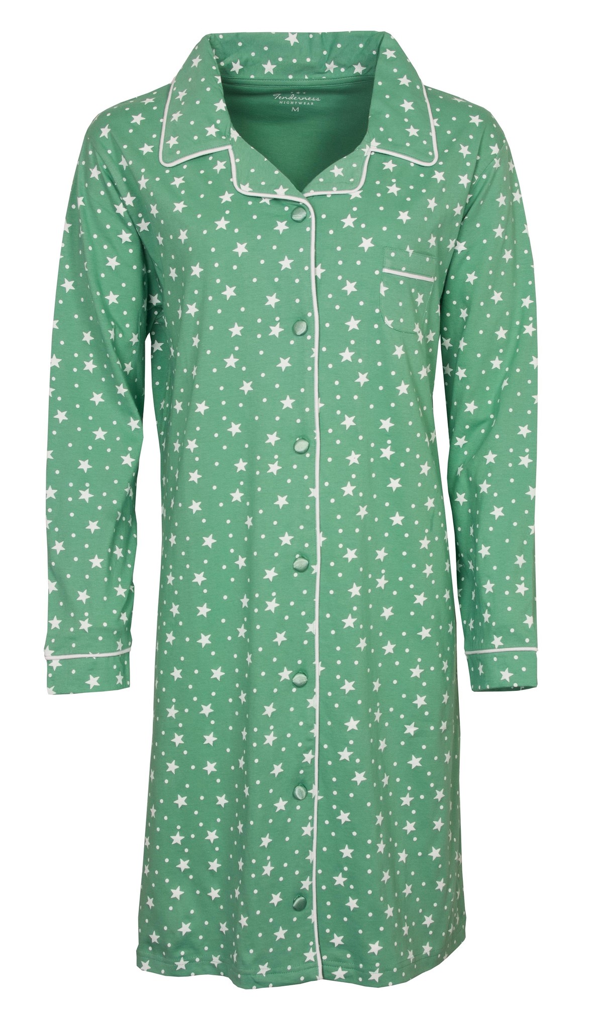 zone Helm Middelen Tenderness Doorknoop Dames Nachthemd Groen TENGD1113B | Pyjamaonline