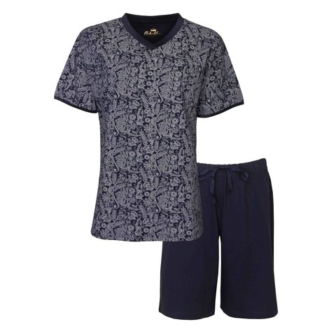 Medaillon - Dames Shortama - Pyjama Set - Blauw