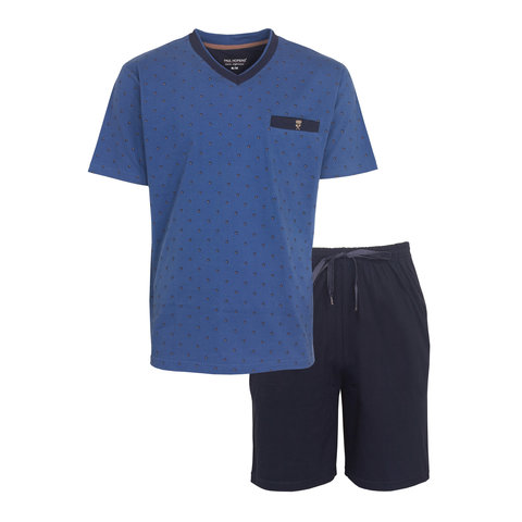 Paul Hopkins Heren Shortama - Pyjama Set - 100% Katoen - Blauw