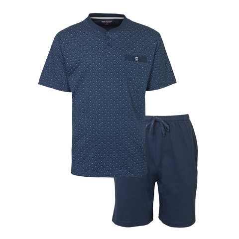 Paul Hopkins Heren Shortama - Pyjama Set - Met Knopen - Blauw