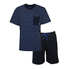 M.E.Q Heren Shortama - Pyjama Set - 100% Katoen - Blauw