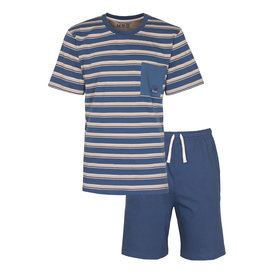 MEQ MEQ Heren Shortama - Pyjama Set - Korte mouw - Katoen - Blauw