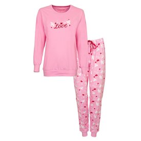 Tenderness Tenderness Dames Pyjama - Katoen - Hartjes - Zacht Roze